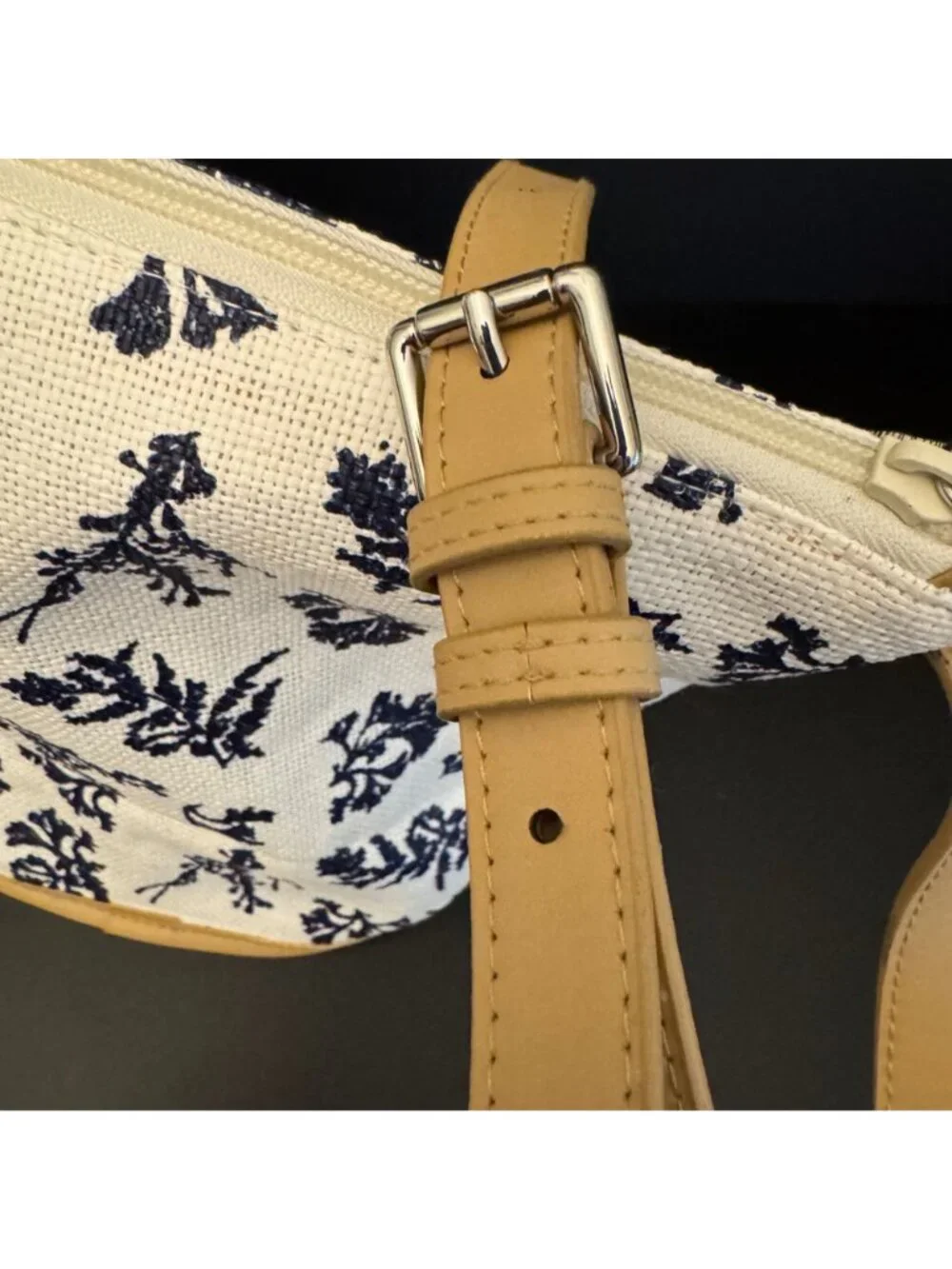 Vera Bradley Straw Bucket Crossbody Bag In Adrift Coral Blue Pattern With Adjust - Picture 13 of 16